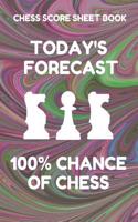 Chess Score Sheet Book: Scorebook of 100 Score Sheet Pages for Chess Games (90 Moves), 6 by 9 Inches, Funny Forecast Dark Swirl Cover