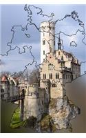 Outline Map of Germany with Neuschwanstein Castle as Background Journal: Take Notes, Write Down Memories in this 150 Page Lined Journal