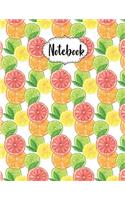 Notebook: : Journal Notebook Diary (4 inside patterns): Lined, Dot Grid, Line Grid, Blank No Lined, Total 120 pages, (8.5" x 11"), ( Fleshy Fruit Watercolor P