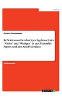 Reflektionen über den Sprachgebrauch der Vielen und Wenigen in den Federalist Papers und den Anti-Federalists