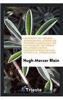 University of Virginia Monographs, school of teutonic languages, No. 2; Syntax of the verb in the Anglo-Saxon chronicle from 787 A.D. to 1001 A.D.. Di