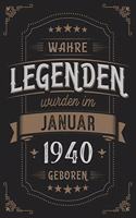 Wahre Legenden wurden im Januar 1940 geboren: Vintage Geburtstag Notizbuch - individuelles Geschenk für Notizen, Zeichnungen und Erinnerungen - liniert mit 100 Seiten