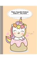 Primary Composition Notebook: Primary Composition Notebook Story Paper - 8.5x11 - Grades K-2: Unicorn rainbow sweet School Specialty Handwriting Paper Dotted Middle Line (Kinderg(1 Unicorn Rainbow Sweet)