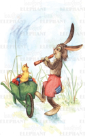 Rabbit Playing Flute- Easter Greeting Card: (Easter)