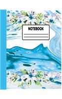 Notebook: White Grey Marble College Ruled Blank Lined Cute Notebooks for Girls Teens Kids School Students and Teachers Writing Notes Journal