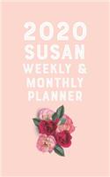 SUSAN planner 2020-2021, planner calendar 2020 for SUSAN Monthly Weekly 2020 Planner A beautiful: Planner 2020 / Planner Book Gift, 100 Pages, 5 x 8 inches, SUSAN Planner, Planner Book, 2020 planner weekly and monthly, planner's, work, or home!, 