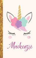 Mackenzie: Mackenzie Unicorn Personalized Black Paper SketchBook for Girls and Kids to Drawing and Sketching Doodle Taking Note Marble Size 8.5 x 11