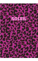 Soleil: Personalized Pink Leopard Print Notebook (Animal Skin Pattern). College Ruled (Lined) Journal for Notes, Diary, Journaling. Wild Cat Theme Design wi