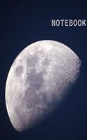 Notebook: : Notebook Journal - Black soft cover shows the moon in a stylish - 100 pages in size 8 * 10.