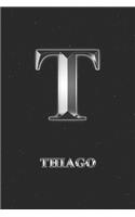 Thiago: Journal Diary - Personalized First Name Personal Writing - Letter T Initial Custom Black Galaxy Universe Stars Silver Effect Cover - Daily Diaries f