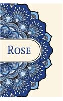 Mandala Notebook with Personalized Monogram Rose