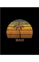 Maui: Christmas Notebook With Retro Hawaiian Sunset Holiday Palm Tree Design. Vintage Soft Cover Travel Journal Diary With Lined College Ruled Paper.