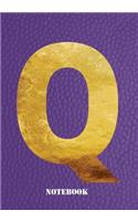 Q Notebook: Letter 'q' Notebook, Composition, Exercise or Log or Study Book - Purple Cover