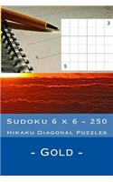 Sudoku 6 X 6 - 250 Hikaku Diagonal Puzzles - Gold