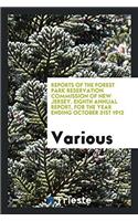 Reports of the Forest Park Reservation Commission of New Jersey. Eighth Annual Report, for the Year Ending October 31st 1912