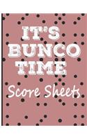 It's Bunco Time Score Sheets: This perfect bound book is great for your next dice Bunco Party. There are 120 pages. 119 pages with 4 cards on each page printed front and back. Ke