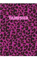 Tamisha: Personalized Pink Leopard Print Notebook (Animal Skin Pattern). College Ruled (Lined) Journal for Notes, Diary, Journaling. Wild Cat Theme Design wi