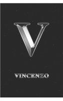 Vincenzo: Journal Diary - Personalized First Name Personal Writing - Letter V Initial Custom Black Galaxy Universe Stars Silver Effect Cover - Daily Diaries f