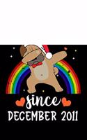 Awesome Since December 2011: A Happy Birthday 8 Years Old Dog Journal Notebook for Kids, Birthday Rainbow Pug Dog Journal for Girls - December 8 Year Old Birthday Gift for Girls