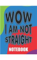 Wow I Am Not Straight: Notebook for Proud Gays. Lgbt Pride Lined Notebook with a Community Flag and Rainbow