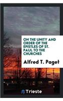 On the Unity and Order of the Epistles of St. Paul to the Churches