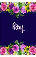 Roxy: Personalized Name Pink Floral Design Matte Soft Cover Notebook Journal to Write In. 120 Blank Lined Pages