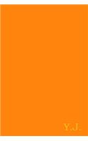 Y.J.: Gold On Dark Orange Fashion Color Monogram Personalized Notebook With Two Initials. Matte Soft Cover Professional Style with120 Blank Lined Pages