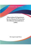 Observations Et Experiences Sur Les Moyens De Protection De L'Abraxas Grossulariata L. (1894)