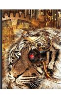 Steampunk Tiger Composition Notebook, Dotted Grid Paper