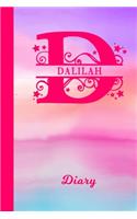 Dalilah Diary: Personalized First Name Personal Writing Journal - Cute Pink Purple Watercolor Cover - Daily Diaries for Journalists & Writers - Note Taking - Write