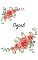 Dejah: Personalized Composition Notebook - Vintage Floral Pattern (Red Rose Blooms). College Ruled (Lined) Journal for School Notes, Diary, Journaling. Flo