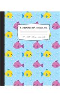 COMPOSITION NOTEBOOK Wide Ruled: Journal Diary Lined Notepad Cute Fish Girls Kids Back to School Gift(20 Under the Sea)