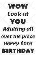 WoW Look at You Adulting all over the place Happy 60th Birthday: 60th Birthday Gift / Journal / Notebook / Diary / Unique Greeting & Birthday Card Alternative