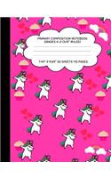 Primary Composition Notebook Grades K-2 (5/8" Ruled): Dabbing Unicorn Journal & Doodle Diary - 112 Pages of Blank & Lined Paper for Writing and Drawing