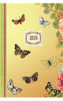 Butterfly 2019 Planner: Illustrated every page 12 Months & Week to two Page Butterfly Design Planner 150 pages 6"X 9" with Contacts - Password - Birthdays(Butterfly Design Journals Planners Diaries Notebooks Paperback Matte Finish Cover)