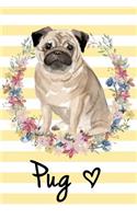 Pug: Soft Cover Blank Lined Journal (6 X 9) - Pug Dog Illustration, Dog Lover Notebook