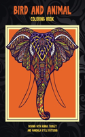 Bird and Animal - Coloring Book - Designs with Henna, Paisley and Mandala Style Patterns