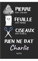 Rien ne bat Charlie - Notes: Noms Personnalisé Carnet de notes / Journal pour les filles et les femmes. Kawaii Pierre Feuille Ciseaux jeu de mots. Fournitures scolaires, premier