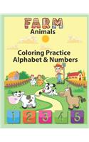 Farm Animals Coloring Practice Alphabet & Numbers