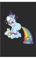 Unicorn Notebook, cute unicorn pooping rainbow for unicorn lovers