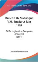 Bulletin de Statistique V35, Janvier a Juin 1894: Et de Legislation Comparee, Annee 18 (1894)