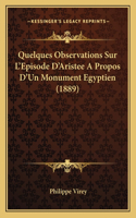 Quelques Observations Sur L'Episode D'Aristee A Propos D'Un Monument Egyptien (1889)