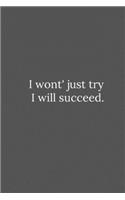 I wont' just try I will succeed.