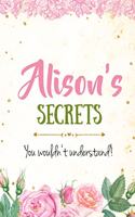 Alison's Secrets personalized name notebook for girls and women