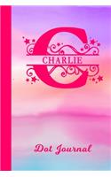 Charlie Dot Journal: Personalized Custom First Name Personal Dotted Bullet Grid Writing Diary - Cute Pink & Purple Watercolor Cover - Daily Journaling for Journalists & 