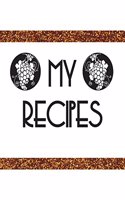 My Recipes: White & copper glitter cover, 64 pages, glossy