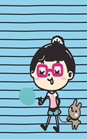 Never look bad: Cute girl and dog on blue cover and Dot Graph Line Sketch pages, Extra large (8.5 x 11) inches, 110 pages, White paper, Sketch, Draw and Paint(3 Cute Girl and Dog on Blue Notebook)
