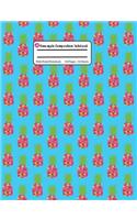 Pineapple Composition Notebook: Turquoise Blue Wide Ruled, Student Teachers School Kids, 100 Pages, 7.44x9.69, Writing Journal