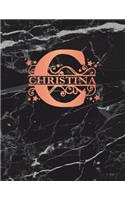 Christina: Personalized Journal Notebook for Women or Girls. Monogram Initial C with Name. Black Marble & Rose Gold Cover. 8.5 X 11 110 Pages Lined Journal Pap