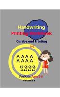 Handwriting Printing Workbook Cursive and Printing a-z For Kids Ages 3-5